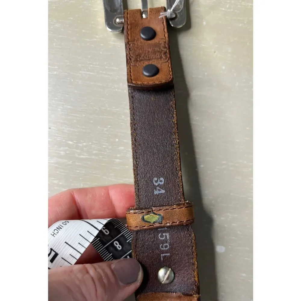 Vintage Tony Lama Western Hair Pipe Bone Bead and Concho Leather Belt